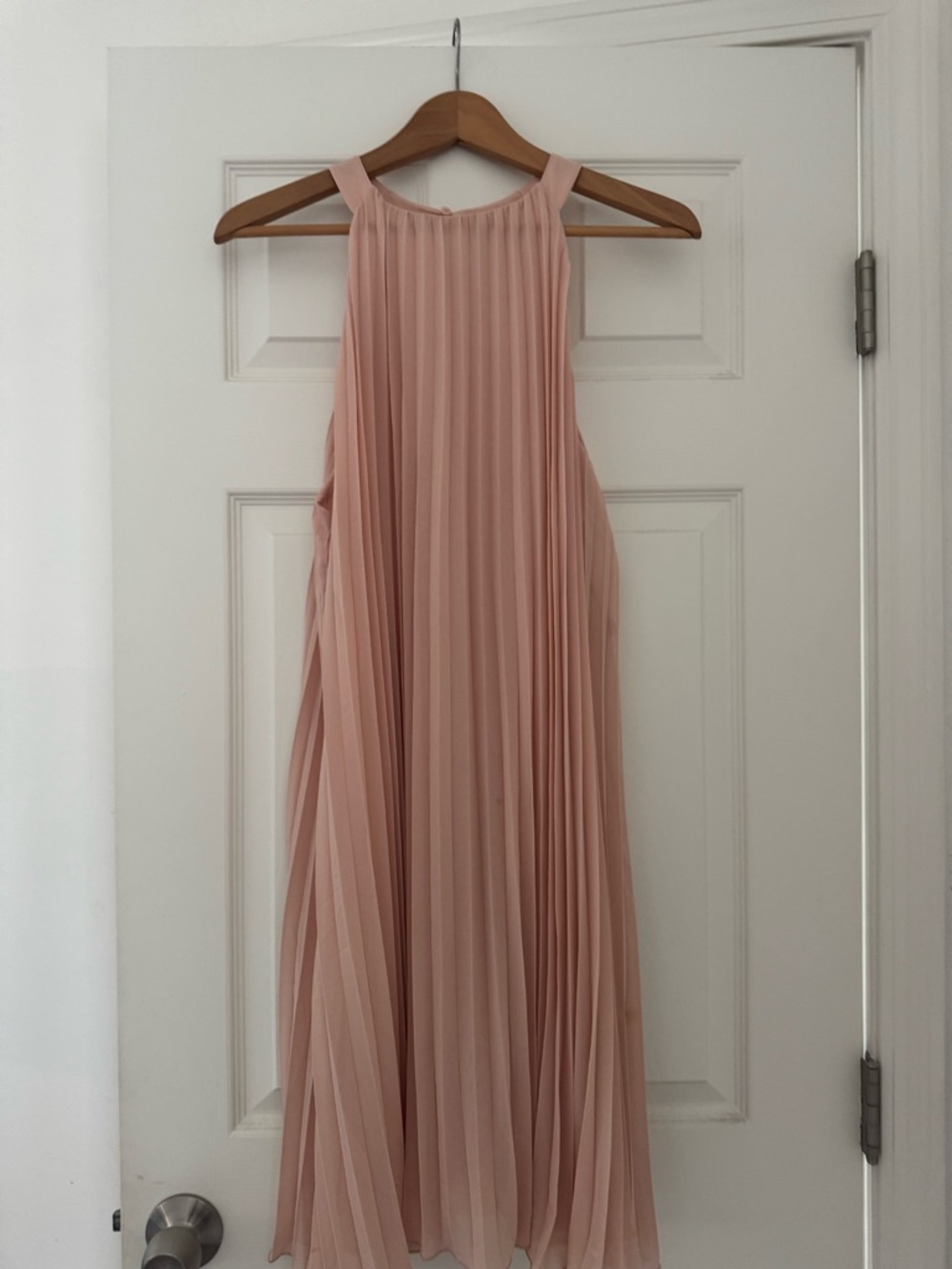 H&M Dusty Rose Pleated Halter Maxi Dress
